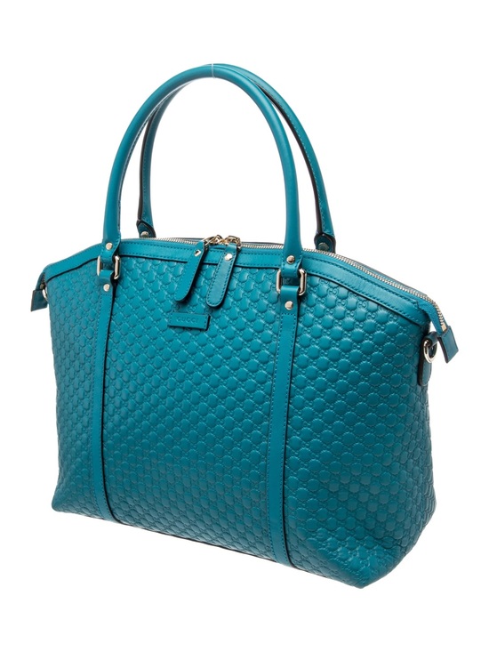 Gucci Handbags - Gucci Turquoise Embossed Leather Tote
